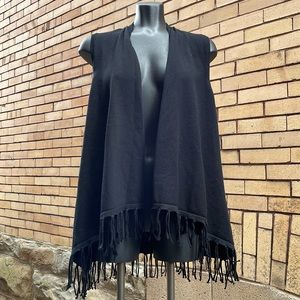 Joseph A boho black western Fringe Vest Size Medium